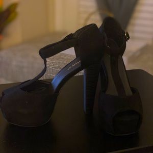 Black Suede Platform Heels